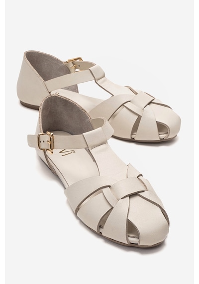 Luvishoes Alına Ekru Cilt Hakiki Deri Kadın Sandalet