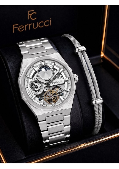 Ferrucci Otomatik Ve Kurmalı Güneş Ve Mehtap Kadranlı 2 Yıl Garantili Erkek Kol Saati Bfc.m3558.s1 Gümüş