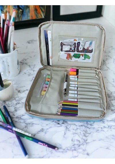Resim Çantası Kalemlikli Defter Boya Malzemeleri Aktivite Çantası Unisex Kırtasiye Çantası