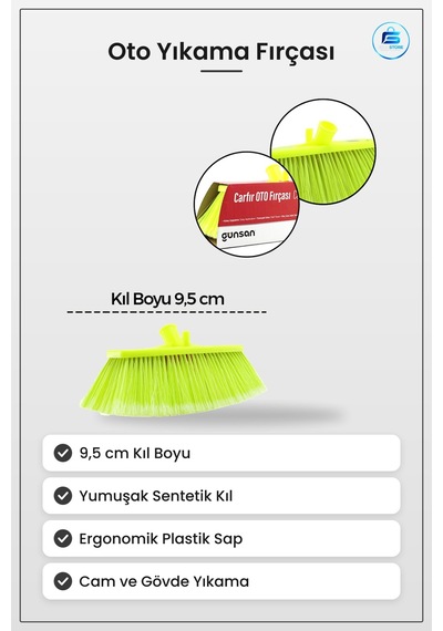 Oto Yıkama Fırçası Yumuşak Kıllı Kıl Boyu 9,5 Cm Araç Gövdesi Cam