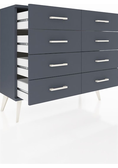 Arges Şifonyer 8 Çekmeceli 88x30x80 Antrasit-antrasit Antrasit