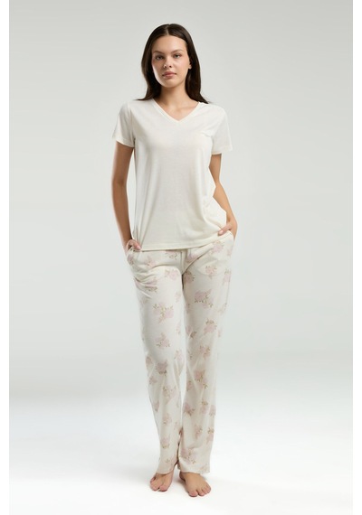 Pierre Cardin Kadın Beyaz Pijama Takımı Pc9006-s-v1 Beyaz