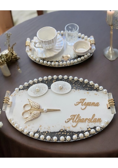 Sincere Gold Söz Nişan Tepsisi Beyaz