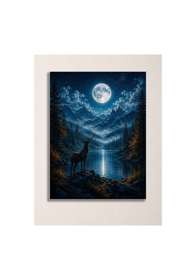 Geyik Ve Dolunay Baskılı Metal Tablo Wall Art Çok Renkli - 907854091 Çok Renkli - 907854091 Çok Renkli