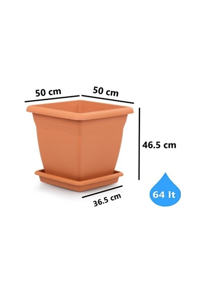 Omnipazar So-vk05 Villa Kare Tabaklı Saksı Takımı 64 Lt Kiremit 3 Adet