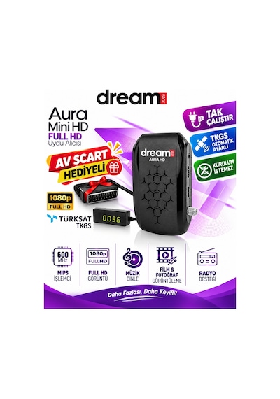 Dreamstar Aura Hd Mini Türksat 4a Uyumlu Tkgs Ayarlı Scart li