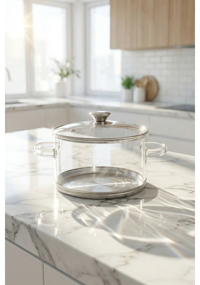 Pureglass Isıya Dayanıklı Cam Tencere - 20 Cm - 3.5 L Şeffaf