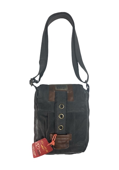 Old Cotton Cargo Vintage Küçük Salaş Unisex Günlük Çapraz Postacı Çantası S Boy 20x24cm Siyah