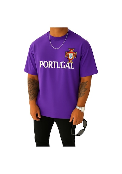 Portugal Baskılı Tişört Mor