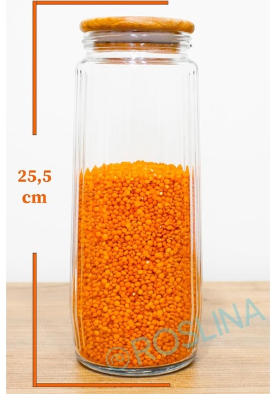 Roslina 12'li Çizgili Cam Kavanoz Saklama Seti Vakum Kapaklı Büyük Boy Erzak Bakliyat Saklama Seti 1500 Ml Çok Renkli