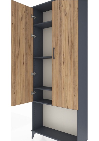 Arges Dolap 4 Raflı 2 Kapaklı 88x30x221 Antrasit-çam Antrasit
