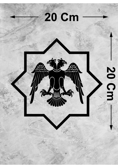 Selçuklu Kartalı Sticker Selçuklu Yıldızı Sticker - Araba Oto Motosiklet Karavan Cam Laptop Etiket - 00228 20X20 Cm