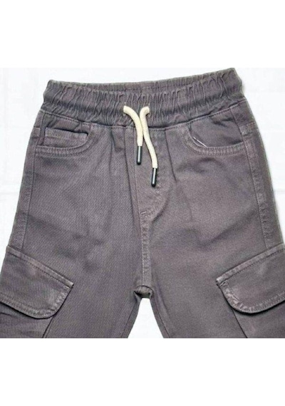 Çikoby Erkek Çocuk Kargo Cep Detaylı Beli Paçası Lastikli Pantolon-14858 Füme