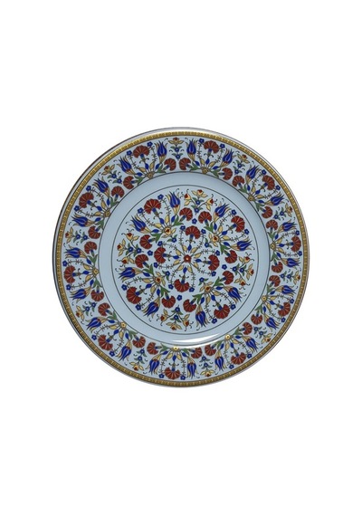 Armada Çini Prt 34 25 Cm Sarı Altın Yaldızlı Lale Karanfil Desenl