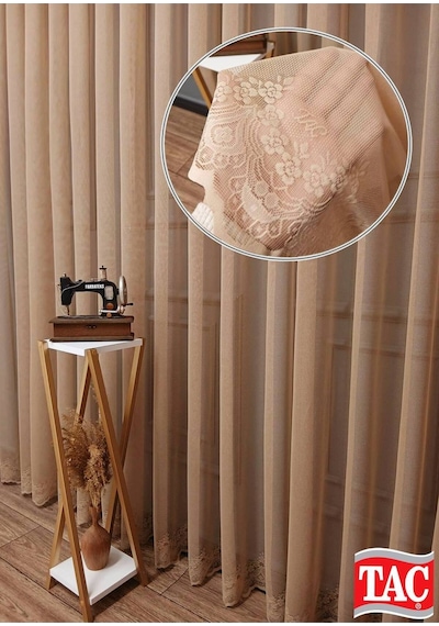 Farbateks Dikim Cemre Sade Düz Örme Vizon Renkli Ütü İstemez 3kat Pileli Tül Perde
