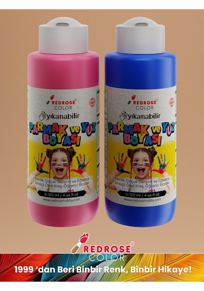 Pembe-mavi Parmak Boyası 2'li Set 2x120ml Yıkanabilir, Cinsiyet Partisi Için Kullanılabilir