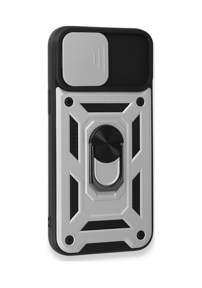 Apple iPhone Uyumlu 15 Pro Kılıf Pars Lens Yüzüklü Silikon - Gümüş Bz8683140615468