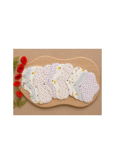Yıkanabilir Doğal Kadın Pedi 12'li Karışık %100 Pamuk 4m+4l+4xl