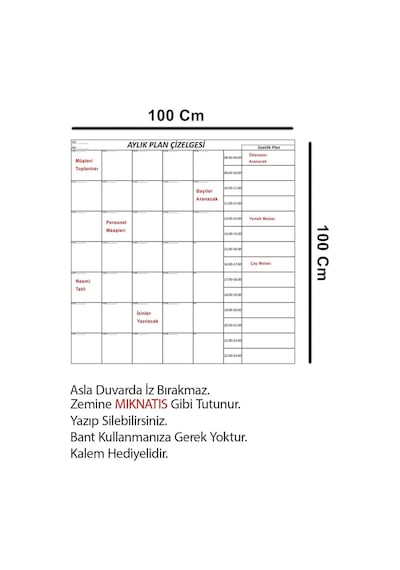 Aylık Planlayıcı Akıllı Kağıt Tahta Takvim Silgili Kalem Hediye
