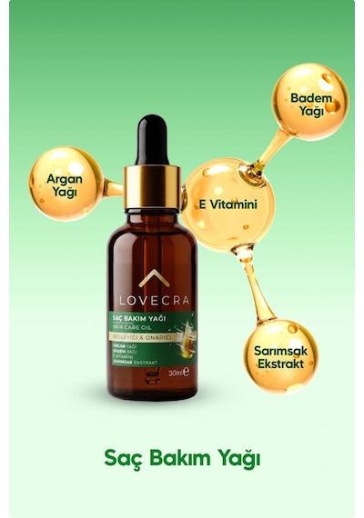 Saç Bakım Yağı Badem Argan Yağı E Vitamini Sarımsak Ekstraktı Besleyici Güçlendirici Onarıcı 30 Ml