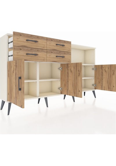 Arges Konsol 4 Raflı 4 Çekmeceli 4 Kapaklı 176x30x99 Aytaşı-çam Atlas Çam - Aytası