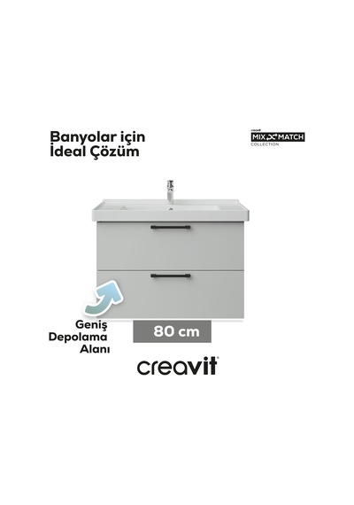 Creavit D20 80 Cm İki Çekmeceli Lavabo Dolabı Beyaz Melamin Kapak Demonte Beyaz Creavit D20 80 Cm İki Çekmeceli Lavabo Dolabı Beyaz Melamin Kapak Demonte Beyaz