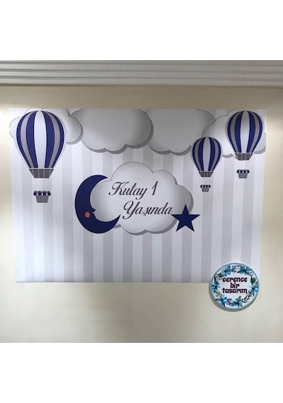 Uçan Balon Temalı Afiş Balonlu Arka Fon Afiş Balonlu Doğum Günü