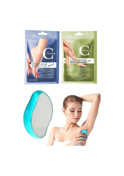 3'lü Set Ayak Bacak Peeling Kil Bakım Maske Kristal Epilasyon Taşı Ağda Aleti Tüy Dökücü Tüy Silğisi