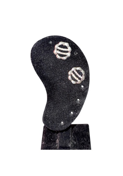 Kırmızı Sanat Evi Zarif Mini Çiçek Taşlı Bijuteri Küpe Gümüş
