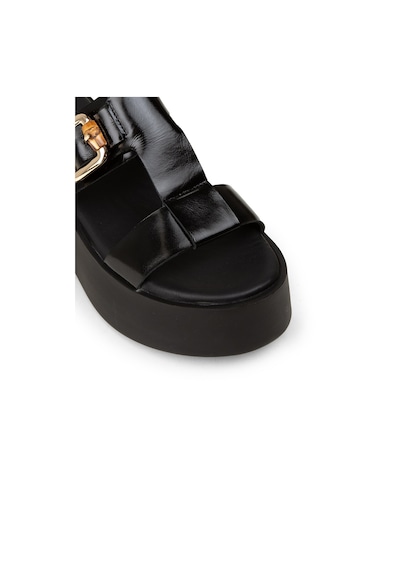 Deery Kadın Hakiki Rugan Siyah Platform Terlik - 24302zsyhc01