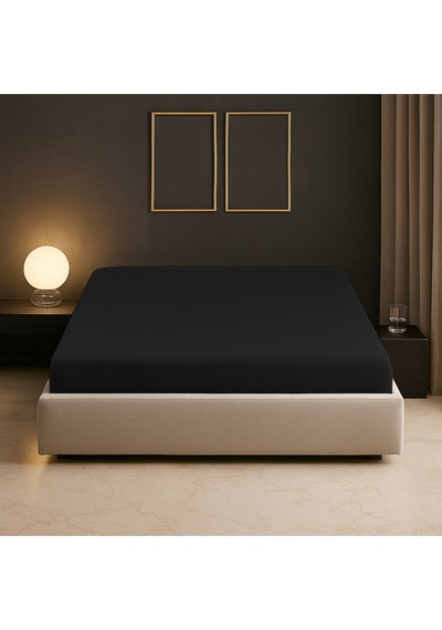 %100 Pamuk Battal Boy King Size 280x280 Cm Düz Çarşaf Siyah