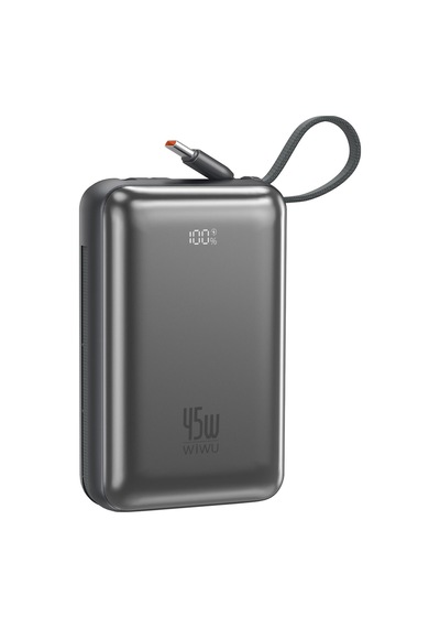 Wiwu As-182 Samsung Uyumlu Galaxy Pro Max Serisi Type-c Lightning Çıkışlı Powerbank Pd 45w 20000mah Gri