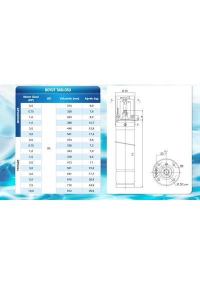 Alarko 4 Sd 7500 T - 10 Hp - 380 V Dalgıç Pompa Motoru