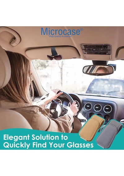 Microcase Universal Suni Deri Oto Güneş Gözlük Tutucu Askılık Mıknatıslı - Al5240