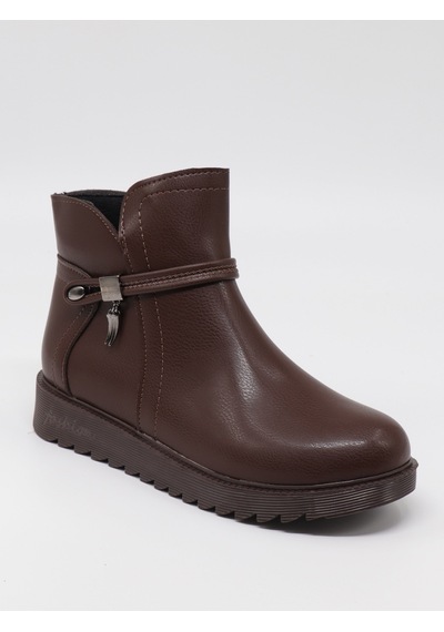 Nesilshoes Nesil Shoes Dvm 1001 Kahve Kadın Fermuarlı Kışlık Bot
