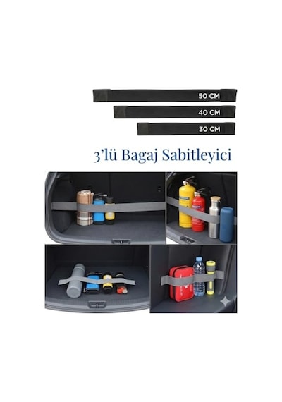 Bagaj Düzenleyici Organizer Araç Ve Oto Sabitleyici Şerit 3'lü Set Cırtlı
