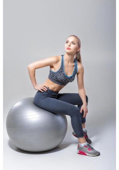 Ayla Stand 65 Cm Pilates Topu, Kalın Yoga Egzersiz Topu, Pompalı, Gri