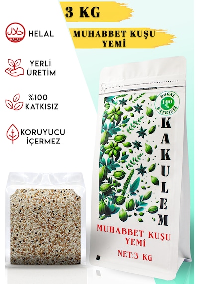 Kakulem Sertifikalı Premium Karışık Muhabbet Kuşu Yemi 3 Kg 3 KG