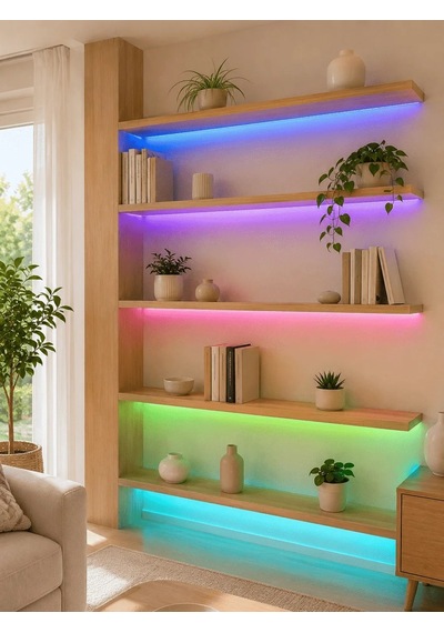 Lb 2835 Rgb Şerit Led 5 Metre 54 Led/m Uzaktan Kumandalı Renkli Dekorasyon Işığı