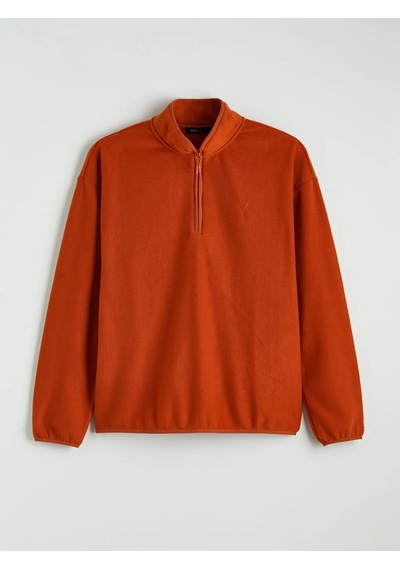 Lc Waikiki Turuncu Dik Yaka Nakışlı Polar Erkek Sweatshirt