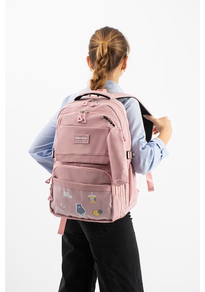 Ventis Qualty Okul Çantası Su Geçirmez Klinkır Kumaş Unisex Sırt Çantası Model 7d Pembe