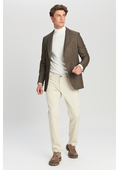 AC&Co / Altınyıldız Classics Erkek Hakı Slim Fit Dar Kesim Mono Yaka Kapak Cepli Blazer Ceket Hakı