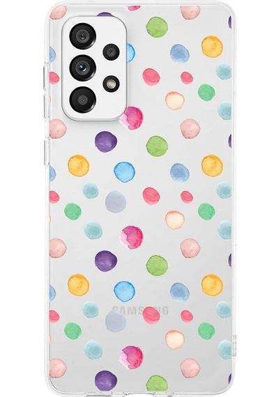 Samsung Galaxy A73 İle Uyumlu 1mm Slim Fit Water Color 6 Baskılı Şeffaf Kılıf Şeffaf