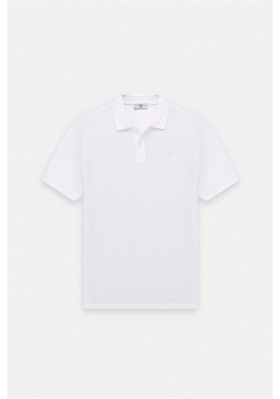 Süvari Beyaz Slim Düz Baskısız Pike Düğmeli Polo Yaka Tişört Ts1014000459-bey