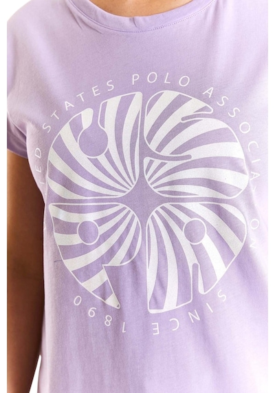U.S. Polo Assn. Kadın Baskılı T-shirt Lila