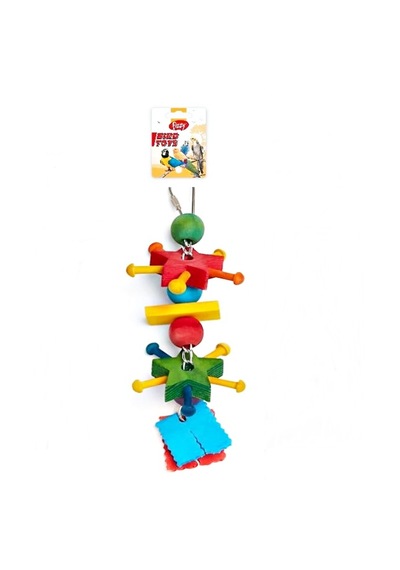 Ahşap Renkli Yıldızlar Papağan Kuş Oyuncağı 22 Cm