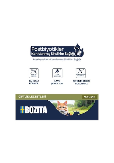 Bozita Tahılsız Tavuklu, Sığır Etli Ve Hindili Tahılsız Kedi Konservesi 12x85 Gr