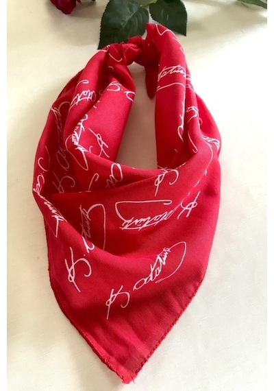 Refox Atatürk Imzalı Kırmızı Renk Unisex %100 Cotton Bandana Fular Çok Renkli