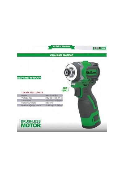 Akülü Vid. Matk. 16 V 2.0 Ah. Rb-sd1608-l Haispro