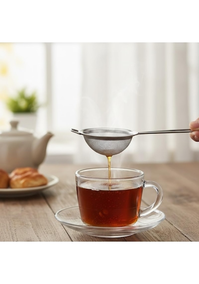 Paslanmaz Çelik Çay Süzgeci İnce Tel Örgü Bitki Çayı Ve Türk Çayı Süzgeci, Ergonomik Saplı, 5 Cm Filtre Çapı çok renkli